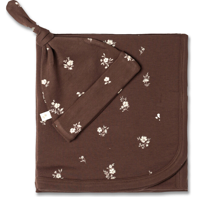 Organic Swaddle Blanket & Hat Set, Birch