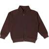 Organic Fleece Zipper Jacket, Dark Brown - Jackets - 1 - thumbnail