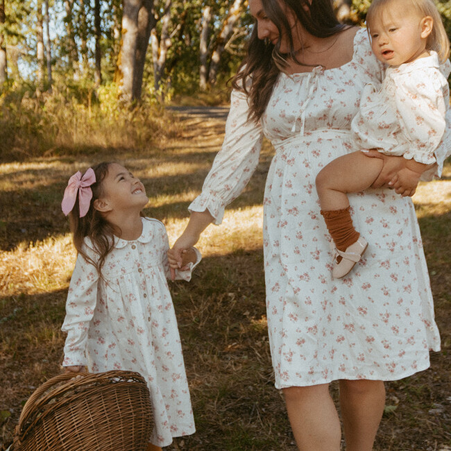 Organic Smocked Button Dress, Rustic Rose - Dresses - 2