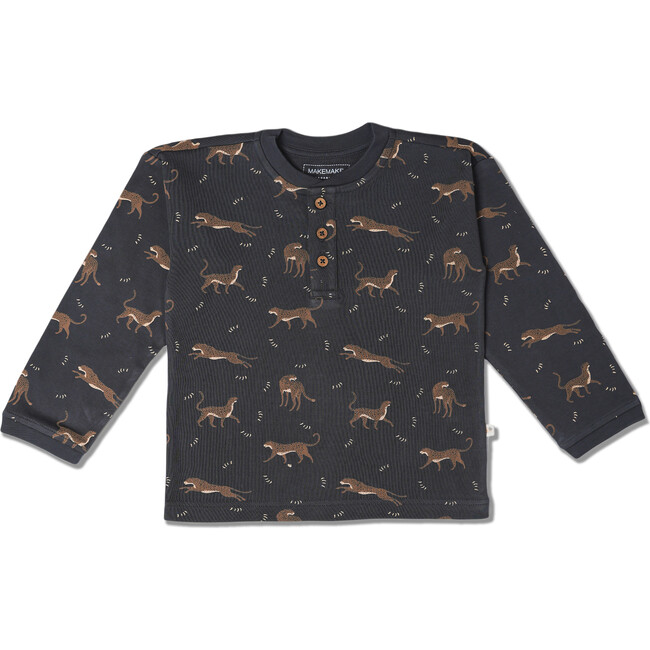 Organic Henley Tee, Leopard
