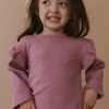 Organic Ruffle Long Sleeve Top Set of 2, Thistle + Berry - Shirts - 2