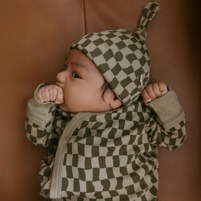 Organic Kimono Knotted Sleep Gown, Checker - Nightgowns - 2