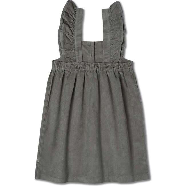 Organic Ruffle Corduroy Dress, Olive - Dresses - 3