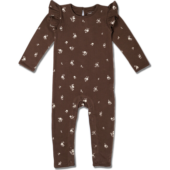 Organic Ruffle Full Sleeve Romper, Birch