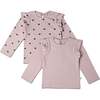 Organic Ruffle Long Sleeve Top Set of 2, Hearts + Dusty Rose - Shirts - 1 - thumbnail