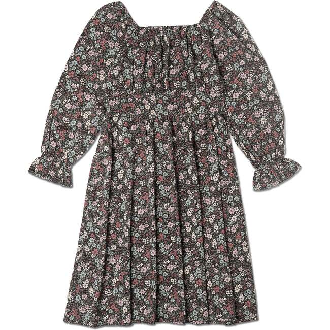 Organic Long Sleeve Ruffle Dress, Bohemian Floral