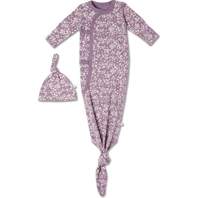 Organic Kimono Knotted Sleep Gown, Thistle