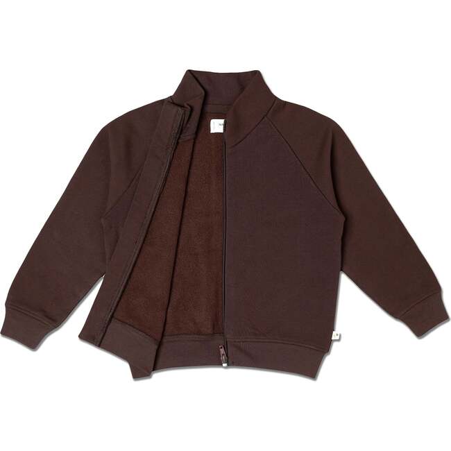 Organic Fleece Zipper Jacket, Dark Brown - Jackets - 3