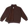 Organic Fleece Zipper Jacket, Dark Brown - Jackets - 3