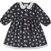 Organic Corduroy Collared Button Dress, Navy Bloom - Dresses - 1 - thumbnail