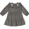 Organic Embroidered Corduroy Dress, Olive - Dresses - 1 - thumbnail