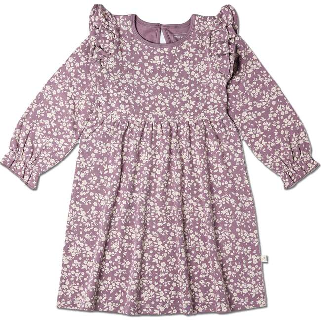Organic Ruffle Sleeve Dress, Thistle