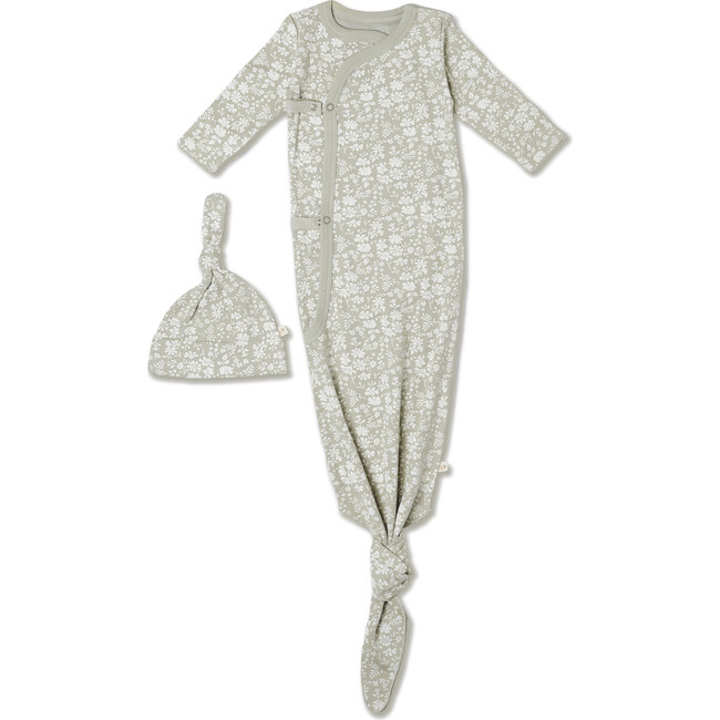 Organic Kimono Knotted Sleep Gown, Wildsage