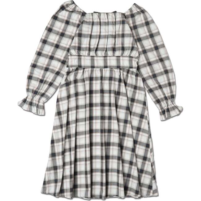 Organic Long Sleeve Ruffle Dress, Plaid Checks