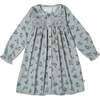 Organic Smocked Button Dress, Sage Bloom - Dresses - 1 - thumbnail
