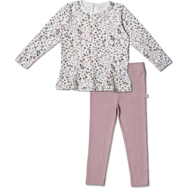 Organic Peplum Top & Leggings Set, Garden