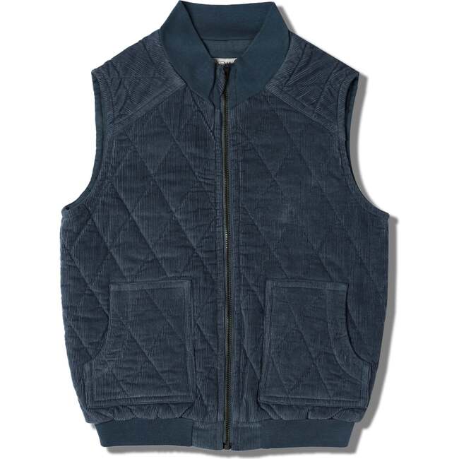 Organic Sleeveless Quilted Corduroy Jacket, Hale Navy