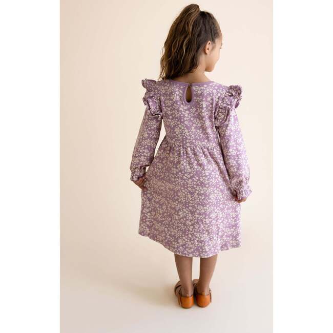 Organic Ruffle Sleeve Dress, Thistle - Dresses - 2