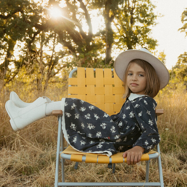 Organic Corduroy Collared Button Dress, Navy Bloom - Dresses - 2