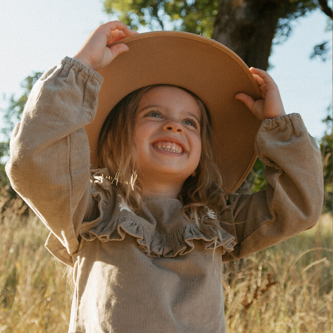 Organic Embroidered Corduroy Dress, Olive - Dresses - 2