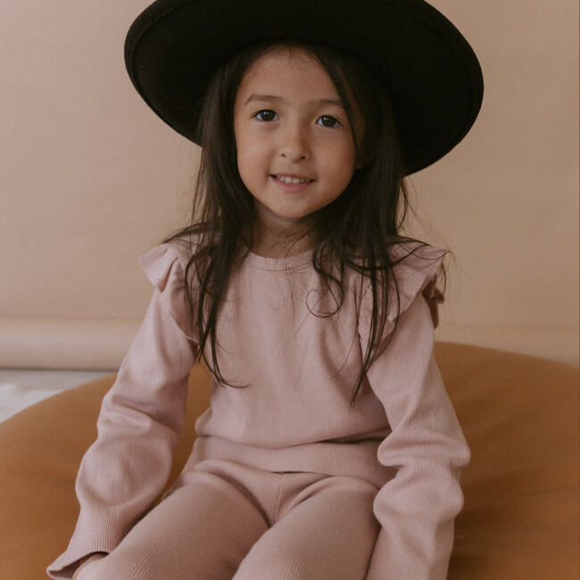 Organic Ruffle Long Sleeve Top Set of 2, Hearts + Dusty Rose - Shirts - 3