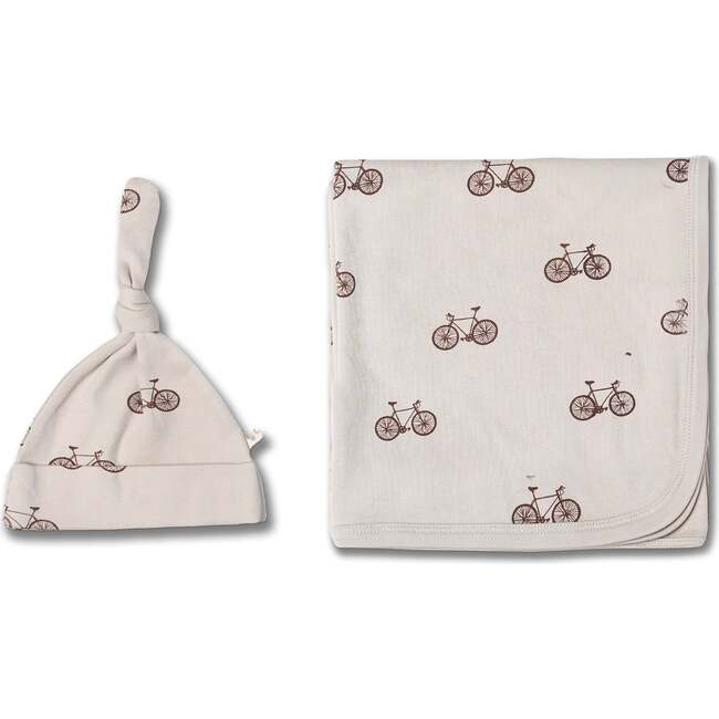 Organic Swaddle Blanket & Hat Set, Bicycle - Swaddles - 3