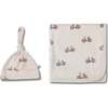Organic Swaddle Blanket & Hat Set, Bicycle - Swaddles - 3 - thumbnail