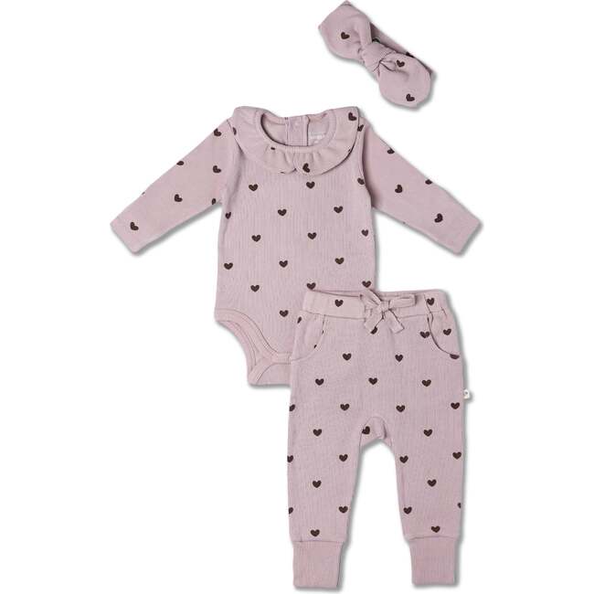 Organic Ruffle Onesie & Pants Set, Hearts