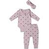 Organic Ruffle Onesie & Pants Set, Hearts - Mixed Apparel Set - 1 - thumbnail