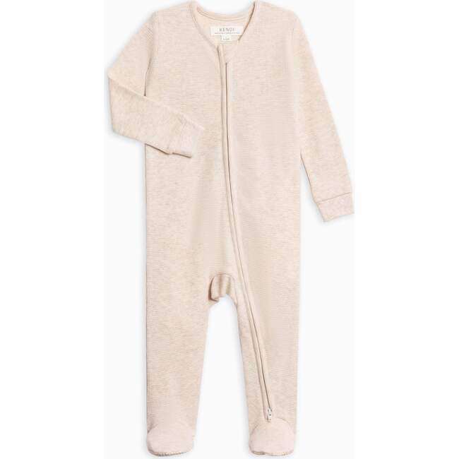 Lane Waffle Knit Zipper Sleeper Heather Oat