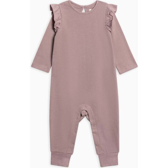 Mila Waffle Knit Flutter Sleeve Romper Purple