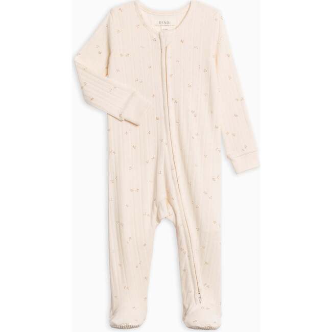 Maya Brushed Back Pointelle Footed Zipper Sleeper Loren Floral