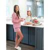 Women's Pima Long Sleeve Short Set, Red Mini Stripe - Pajamas - 4