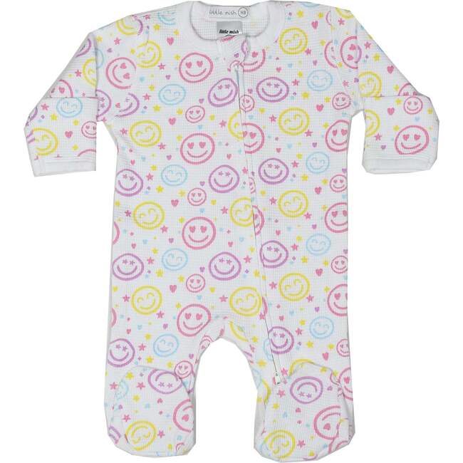 Little Mish Baby Thermal Zipper Footie, Multi Smile