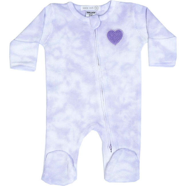 Little Mish Baby Thermal Zipper Footie, Lilac Heart Tie Dye