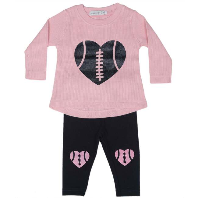 Little Mish Baby Thermal A-line Top and Legging Set, Pink Football Fan