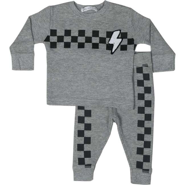 Little Mish Baby Thermal Shirt and Jogger Set, Bolt Patch