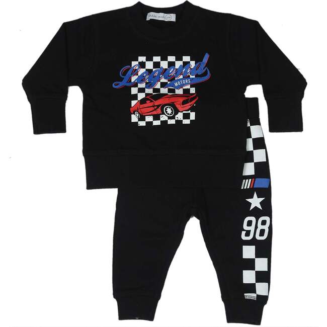 Little Mish Baby Shirt and Jogger Set, Racer Check