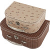 Set of 2 Mini Tiger & Grid Suitcases, Caramel/Powder - Bags - 4