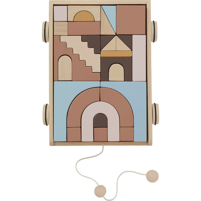 Wooden Rainbow Wagon with Blocks, Natural Beech