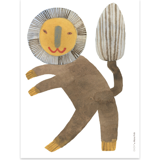Standing Lion Art Poster, Brown