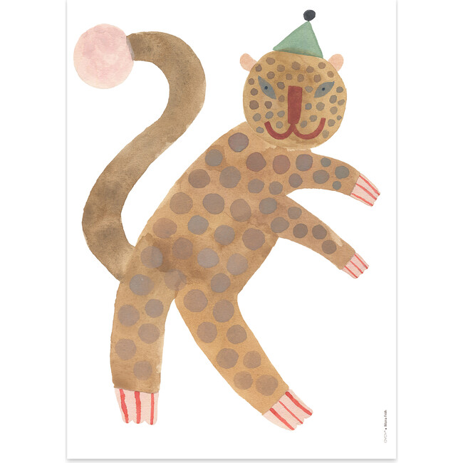 Party Hat Elvis Leopard Art Poster, Multi