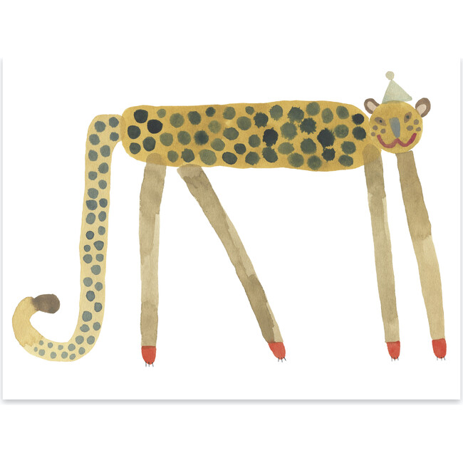 Smiling Leopard Elvis Art Poster, Yellow