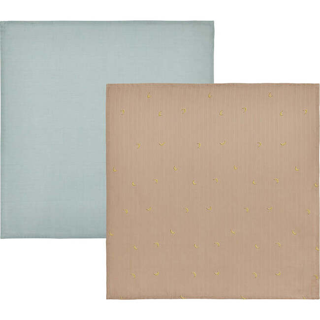 Yummy Muslin, Blue & Camel (Pack Of 2)