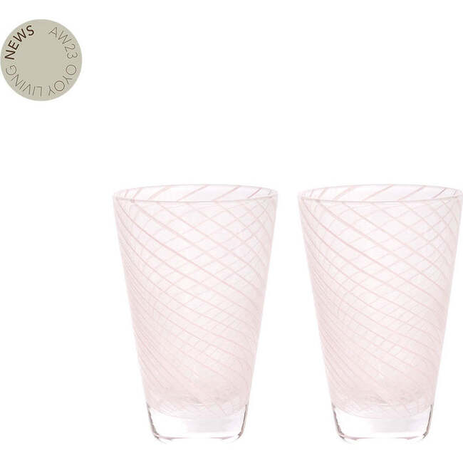 Yuka Groove Glass, Rose (Pack Of 2)