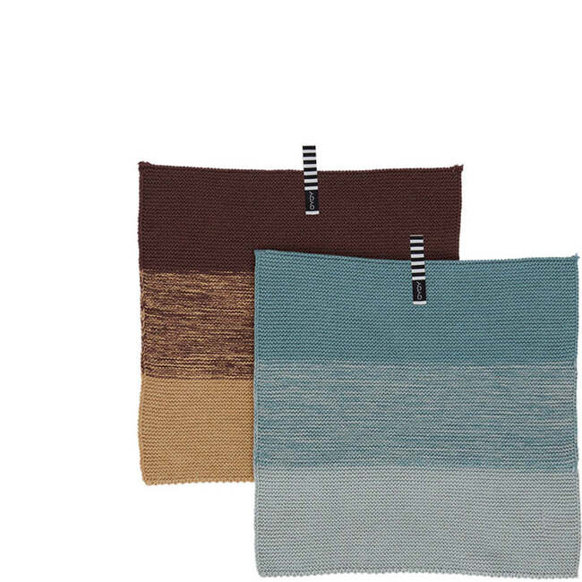 Niji Mini Dish Cloth, Blue & Brown (Pack Of 2)