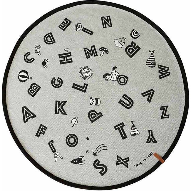 The Alphabet Round Rug, Grey