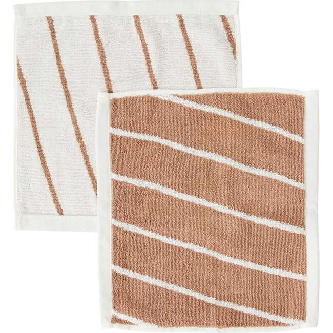 Raita Wash Cloth, Cloud & Caramel (Pack Of 2)