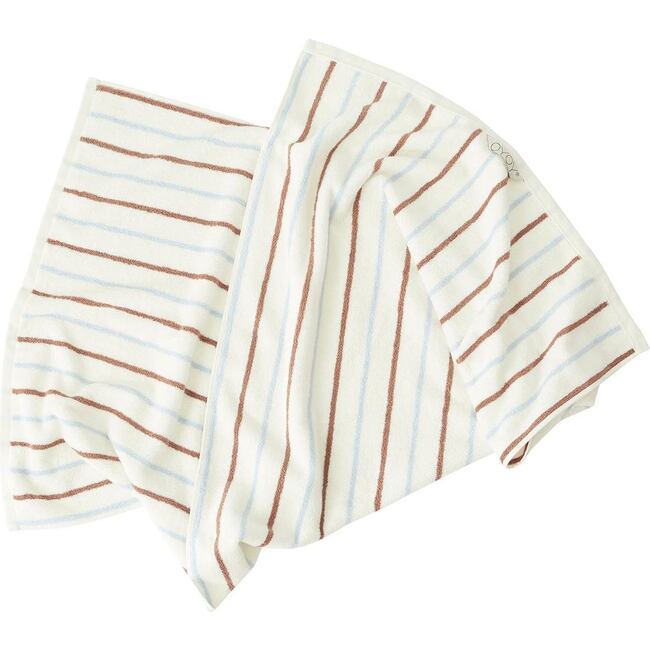 Raita Striped Medium Towel, Caramel & Ice Blue