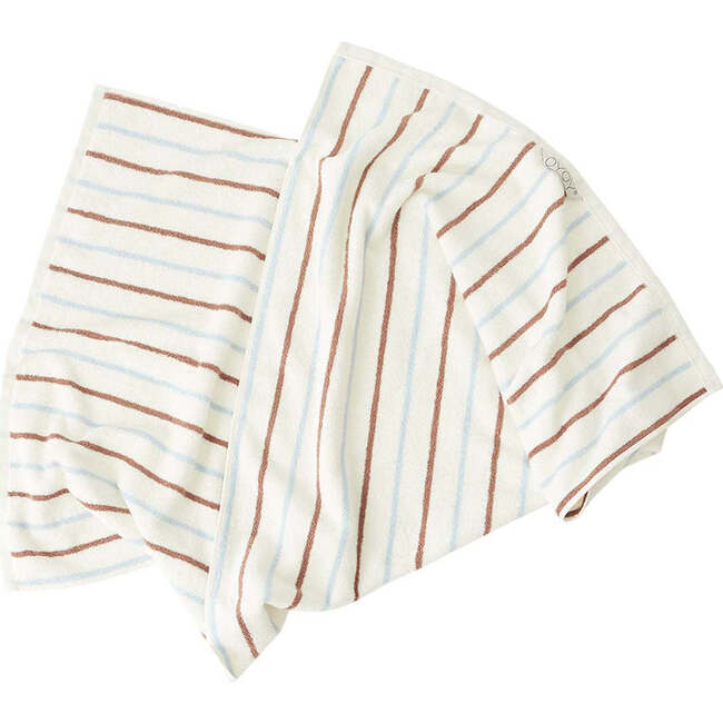 Raita Striped Large Towel, Caramel & Ice Blue